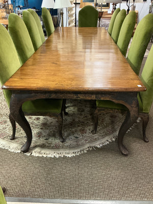 Pine Custom Chinoiserie 12 Seat Dining Table + 12 Scalamandre Chairs