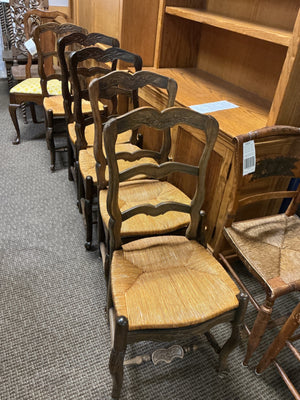 French Provincial Rush Seat Dining Chairs (set of 5)