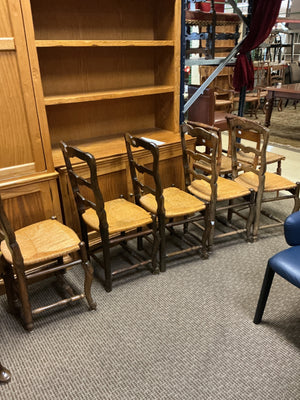 French Provincial Rush Seat Dining Chairs (set of 5)