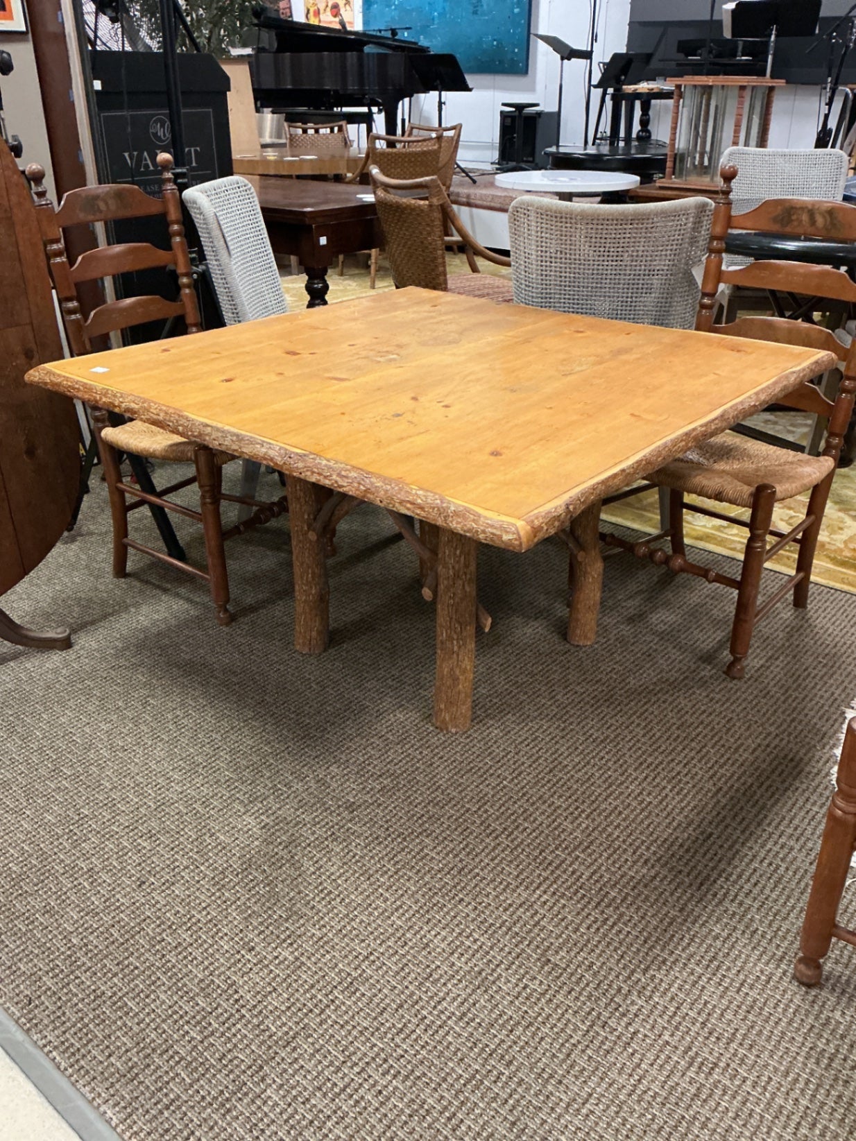 Rustic Log Leg Dining Table (48x48x30)