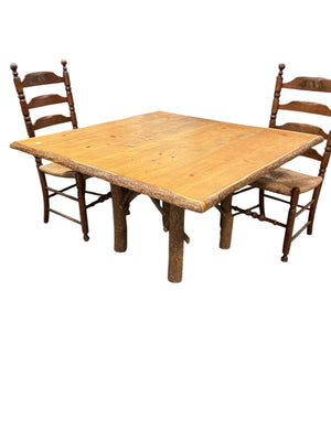 Rustic Log Leg Dining Table (48x48x30)