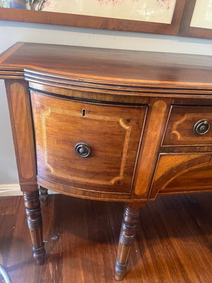 Serpentine Sideboard with Satinwood Inlay, c. 1940 36.5" H x 60" w x 23"D
