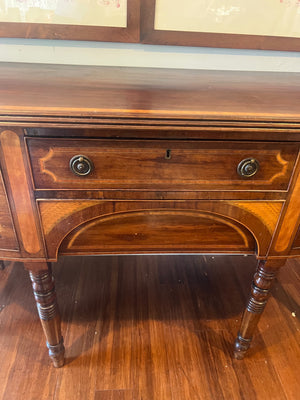 Serpentine Sideboard with Satinwood Inlay, c. 1940 36.5" H x 60" w x 23"D