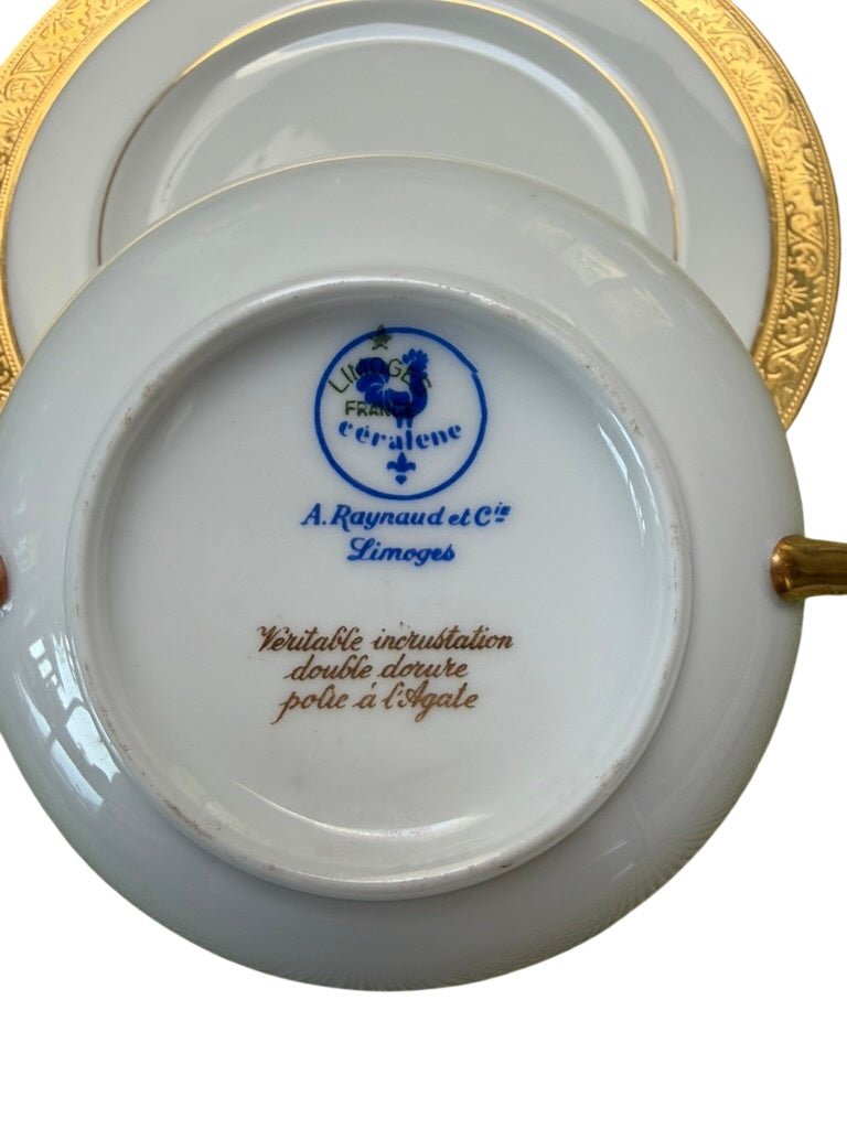Vintage Raynaud Limoges Ceralene Double Dorure 29 Piece Dinnerware Set