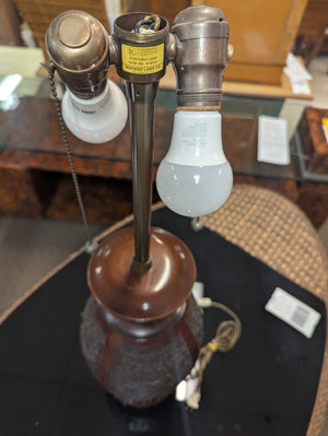Marbro Lamp Co. Bronze Ginger Jar Peacock Table Lamp w/ Lamp Shade 36"H circa 1980s-1990 PRICE MATCH OBO