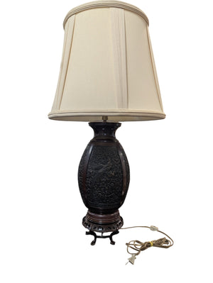 Marbro Lamp Co. Bronze Ginger Jar Peacock Table Lamp w/ Lamp Shade 36"H circa 1980s-1990 PRICE MATCH OBO