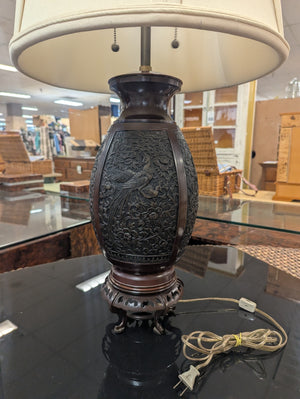 Marbro Lamp Co. Bronze Ginger Jar Peacock Table Lamp w/ Lamp Shade 36"H circa 1980s-1990 PRICE MATCH OBO