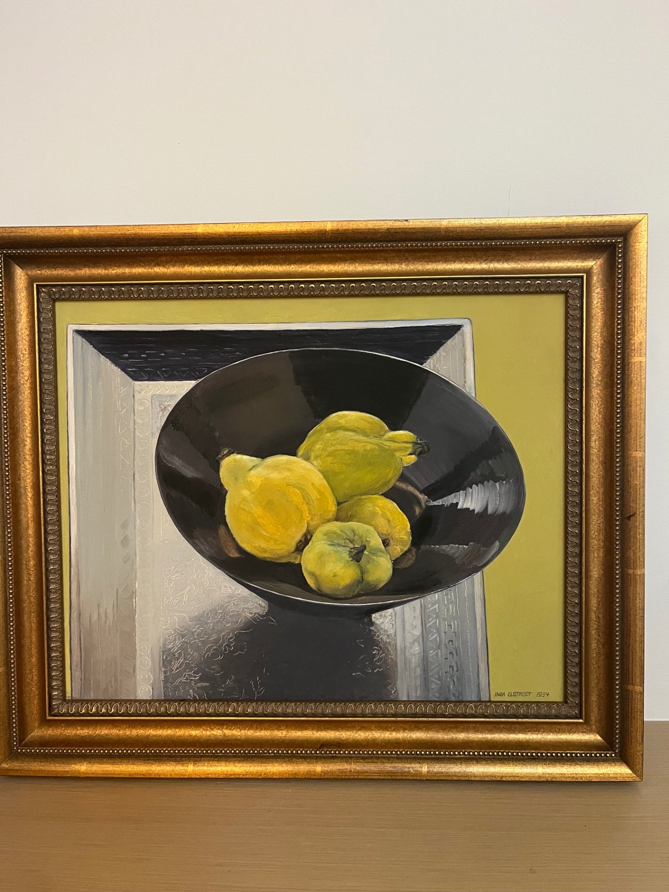IInga Elstrout Signed Still Life Painting with Quince, 16" x 20"