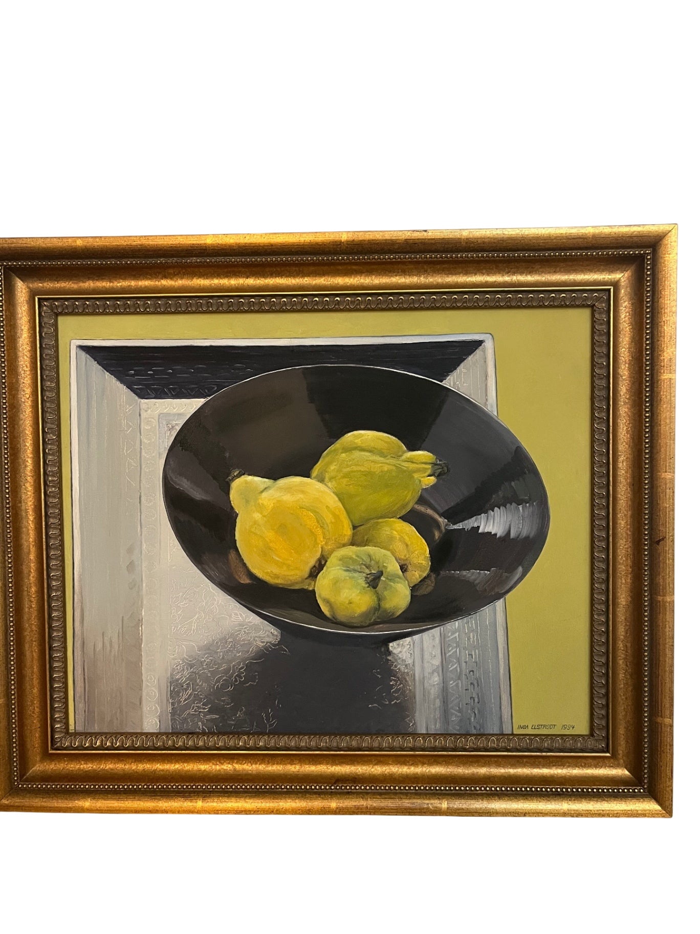 Inga Elstrout Signed Still Life Painting with Quince, 16" x 20"