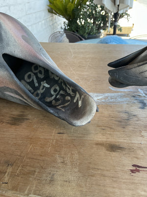 Signed Gil P. Coalson Raku Pottery Pigeons – Studio Ceramic Sculpture (Pair)