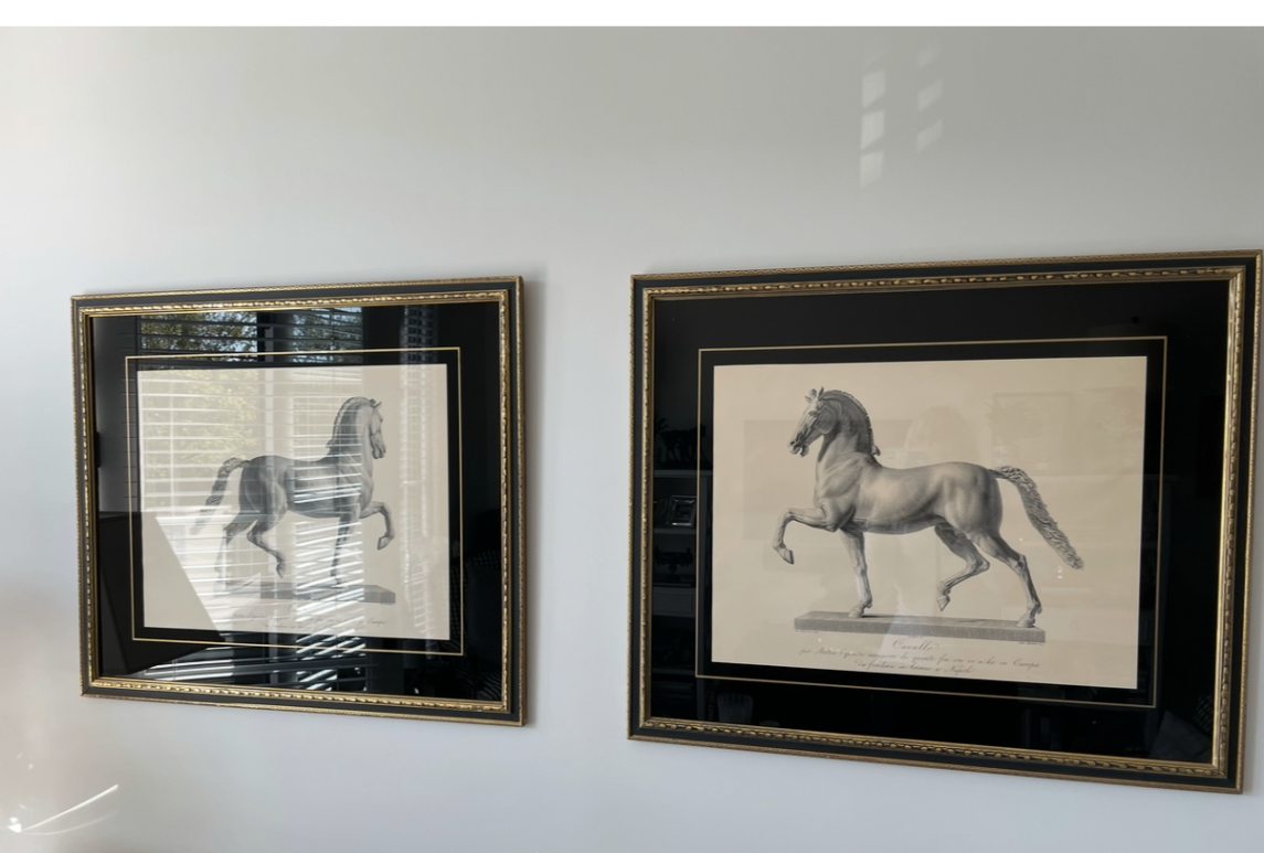 Framed Antonio Canova "Cavallo" Horse Engravings – Classical Equestrian Wall Art (32x27)