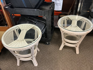 Rattan Willow Fan End Tables (pair) 23.5" x 23" high