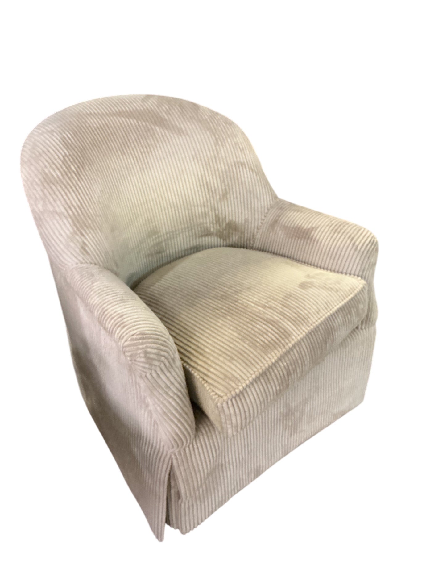 Tan Corduroy Barrel Chair 32" W x 31" L x 34" H