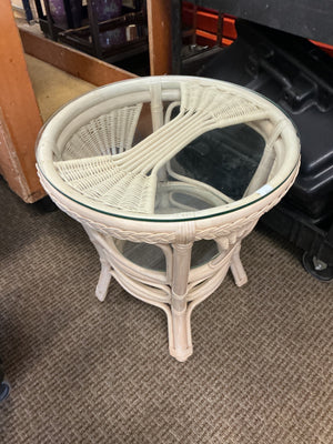 Rattan Willow Fan End Tables (pair) 23.5" x 23" high