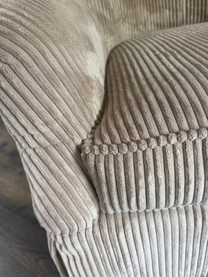 Tan Corduroy Barrel Chair 32" W x 31" L x 34" H