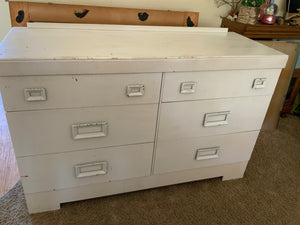 Vintage 6 Drawer Dresser With Mirror 51.5x19.5x32.5.