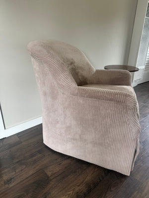 Tan Corduroy Barrel Chair 32" W x 31" L x 34" H