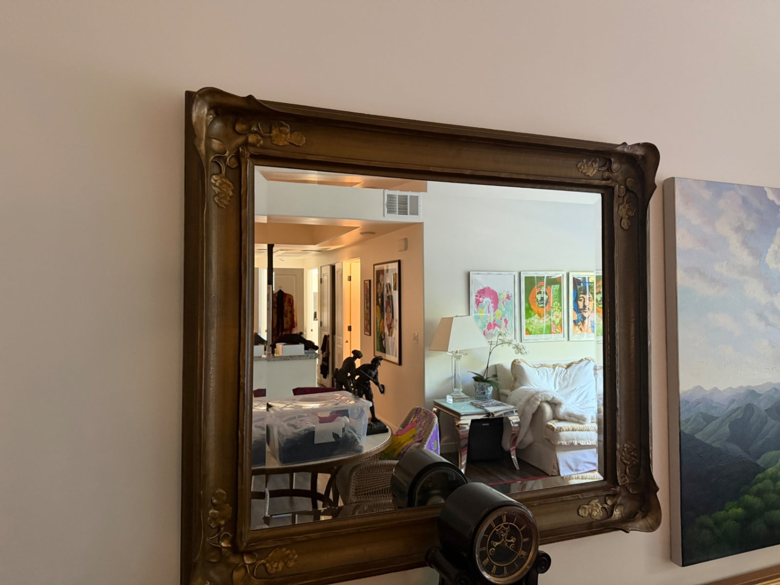 Art Nouveau 1940's Gilt Wood Mirror 45x39