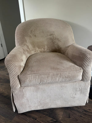 Tan Corduroy Barrel Chair 32" W x 31" L x 34" H