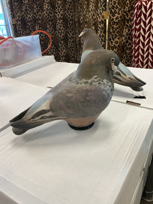 Signed Gil P. Coalson Raku Pottery Pigeons – Studio Ceramic Sculpture (Pair)