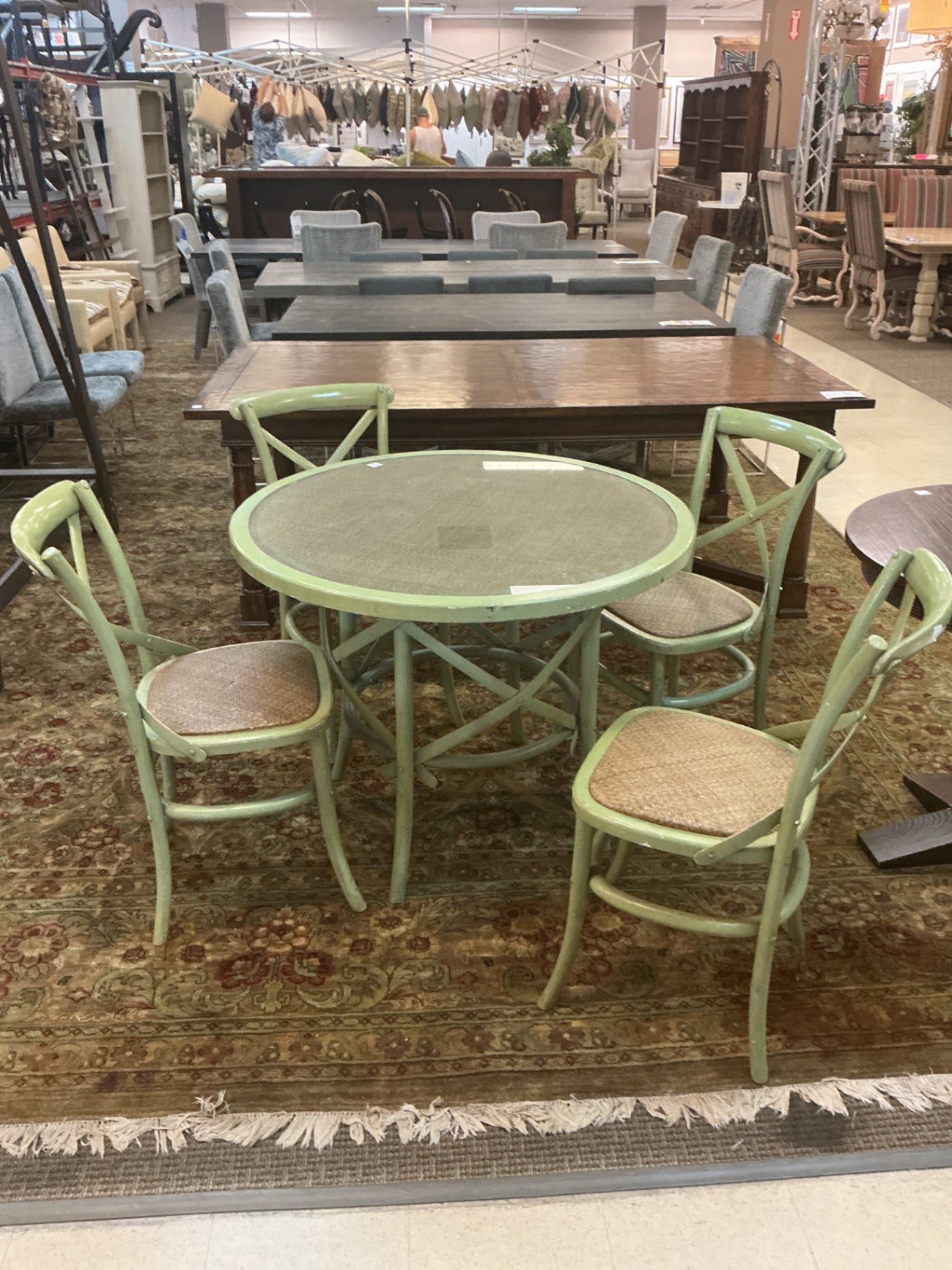 166-  Farmhouse Dining Table + 4 Chairs  (40" x 31")
