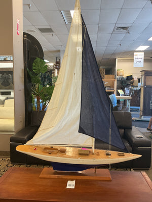 55-Model Wooden Sailboat On Stand (Approximately 55")