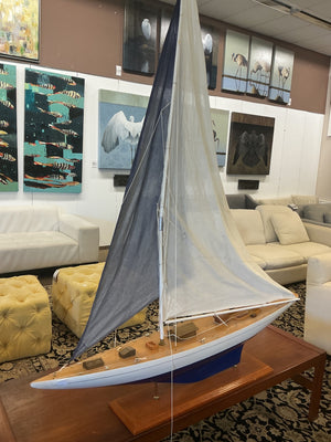 55-Model Wooden Sailboat On Stand (Approximately 55")