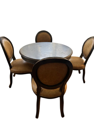Arhaus Luca Déjeuner Dining Table +4  Leather Chairs