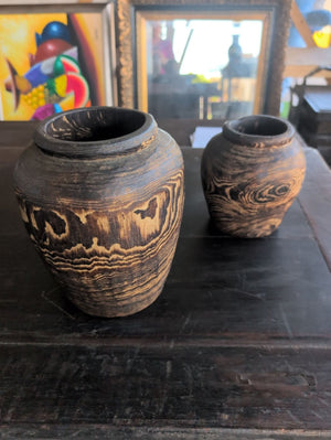  Textured Wood Vases (set of 3)