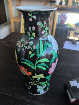 Qing Dynasty, Qianlong Floral Porcelain Vase 15" H