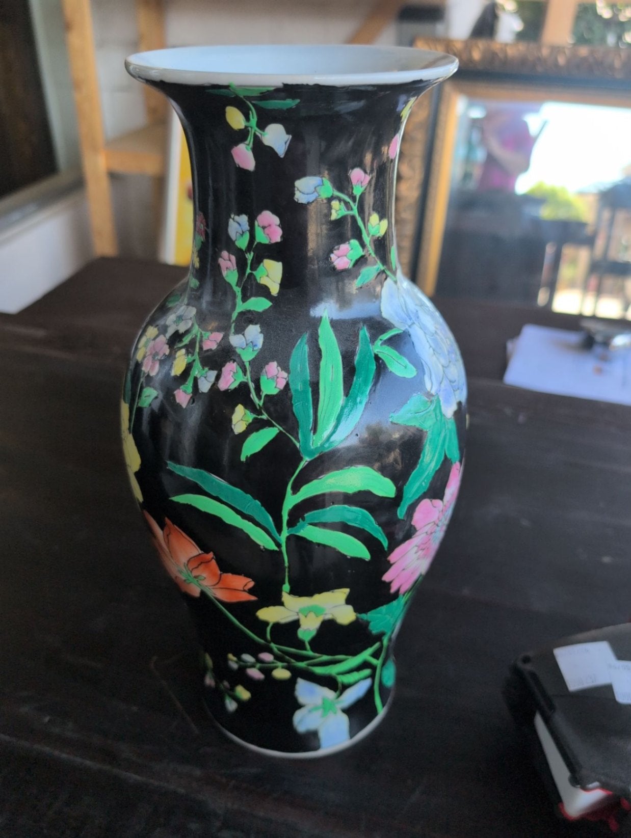 Qing Dynasty, Qianlong Floral Porcelain Vase 15" H