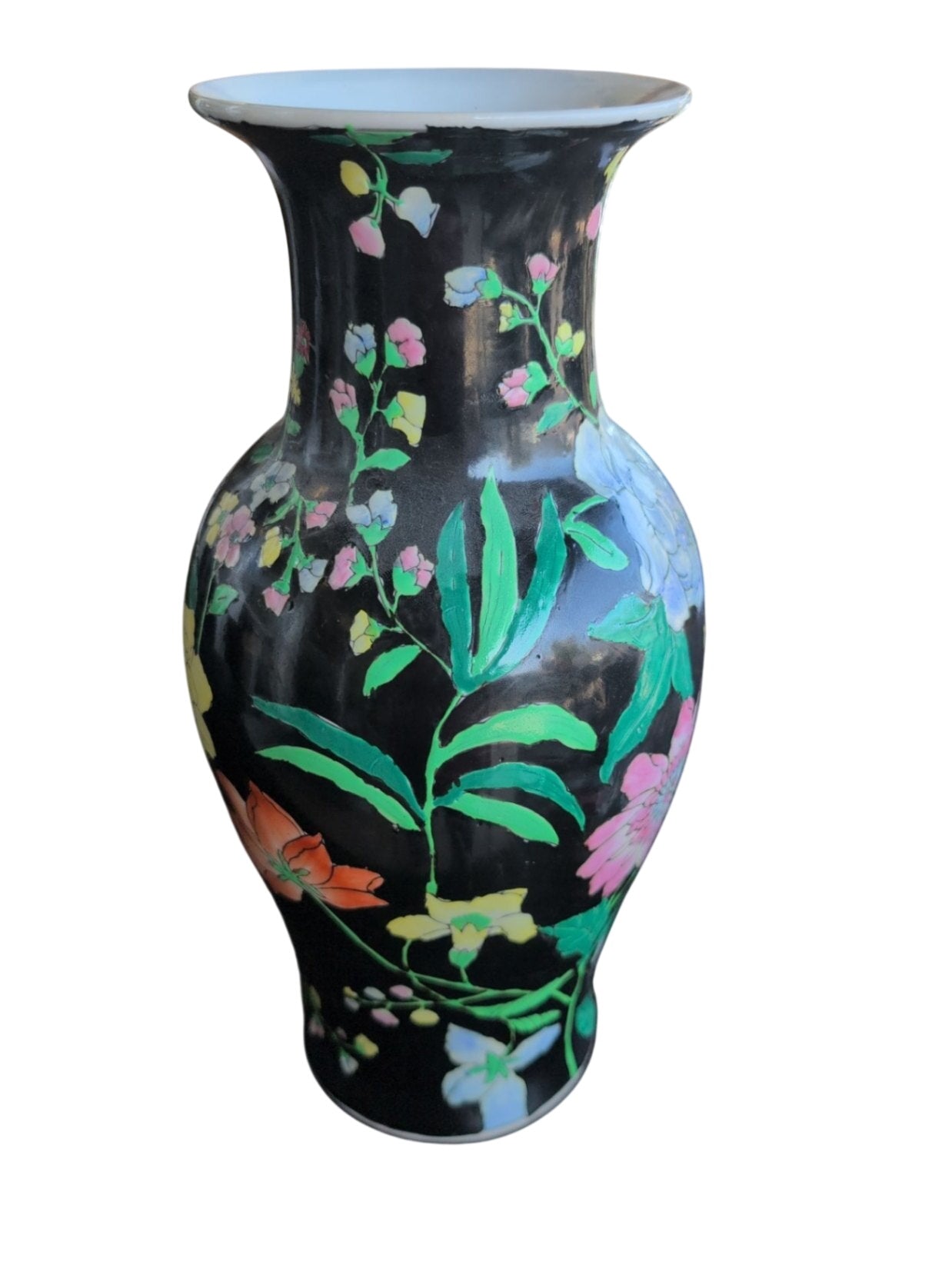 Qing Dynasty, Qianlong Floral Porcelain Vase 15" H