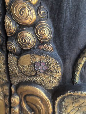 Large Four-Panel Gilt Buddha Wall Art, 40" Wide x 59" Tall