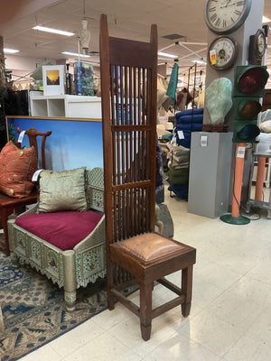 183- Arts & Crafts / Mission influence Tall Slatted Backs Chairs (pair) 72"H