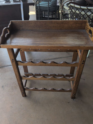 Oak Wine Rack With Removable Serving Tray