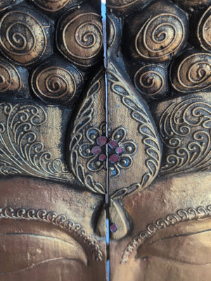 Large Four-Panel Gilt Buddha Wall Art, 40" Wide x 59" Tall