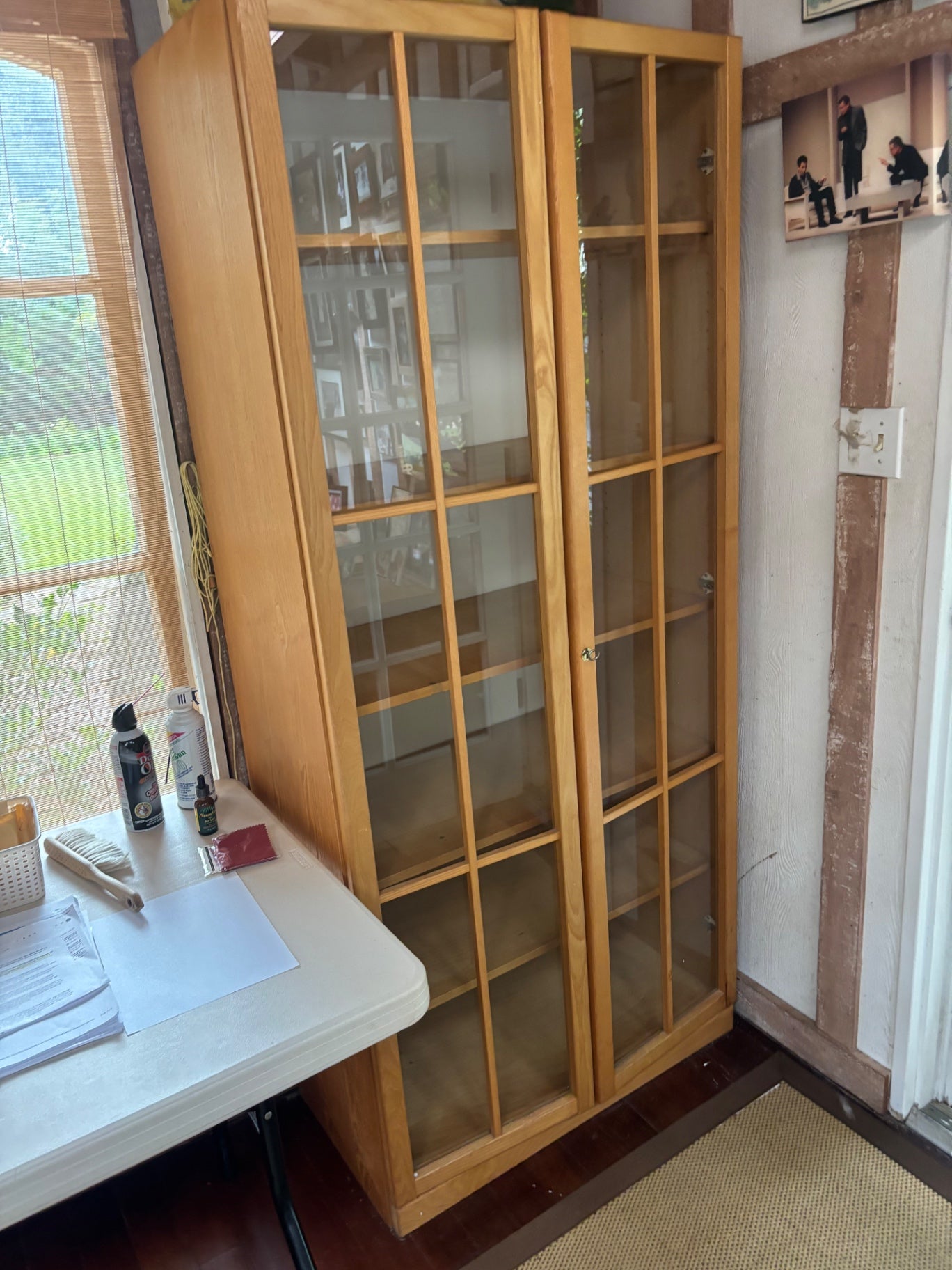 Wooden 2-Door Cabinet with Glass Doors,  EACH (8'3" x 34" x 17")