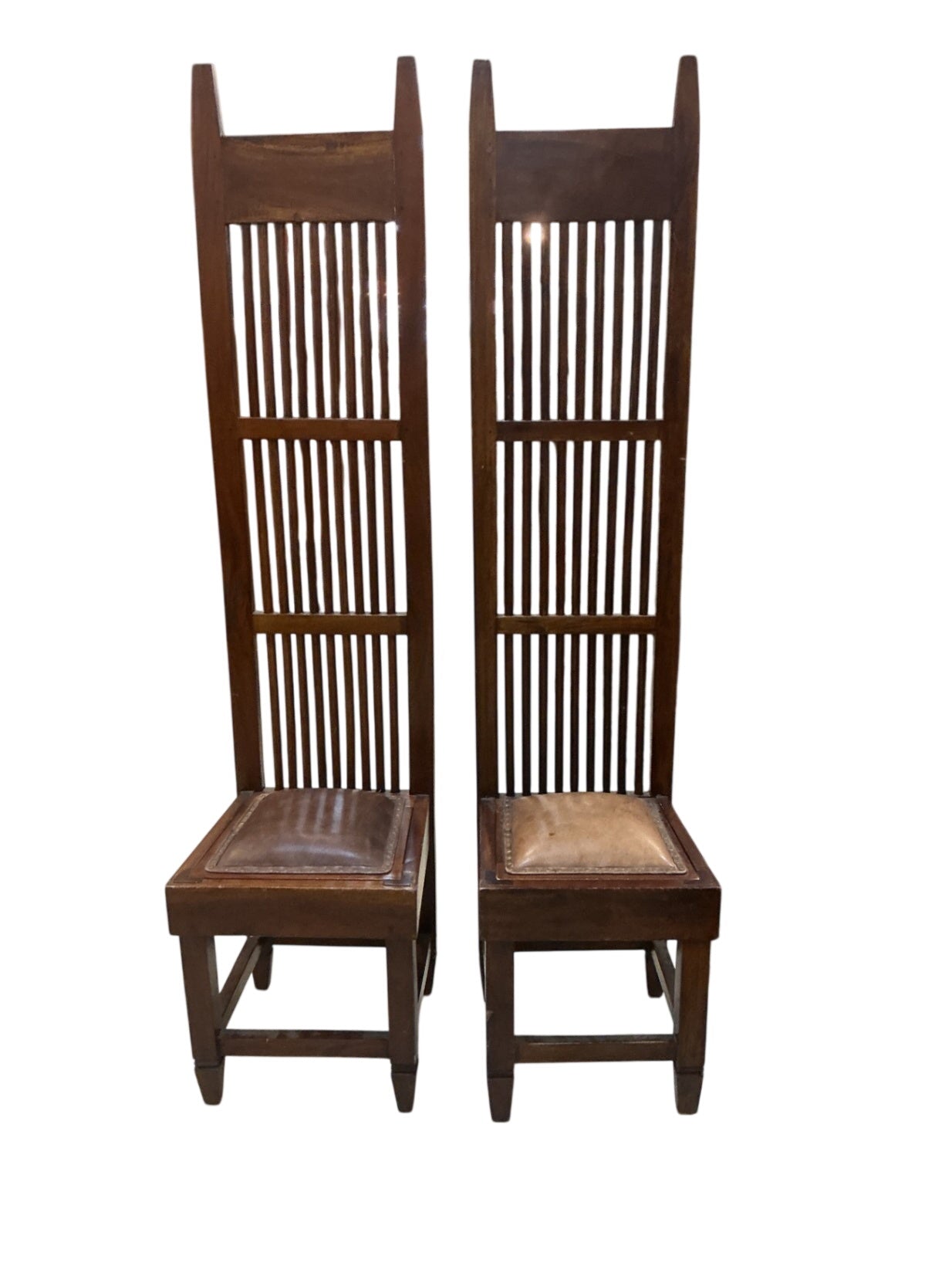 Frank Lloyd Wright Style / Mission influence Tall Slatted Backs Chairs (pair) 72"H
