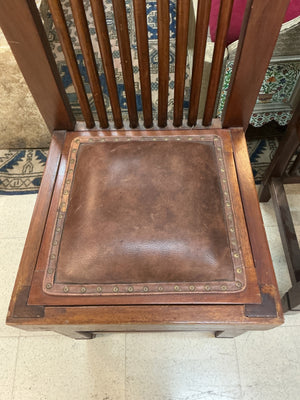 183- Arts & Crafts / Mission influence Tall Slatted Backs Chairs (pair) 72"H