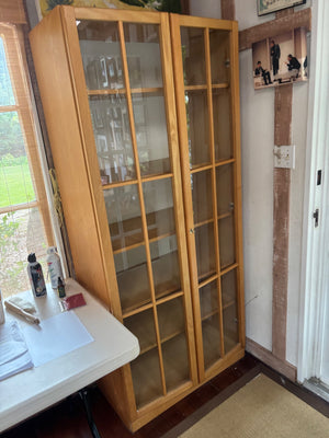 Wooden 2-Door Cabinet with Glass Doors, 8'3" x 34" x 17"