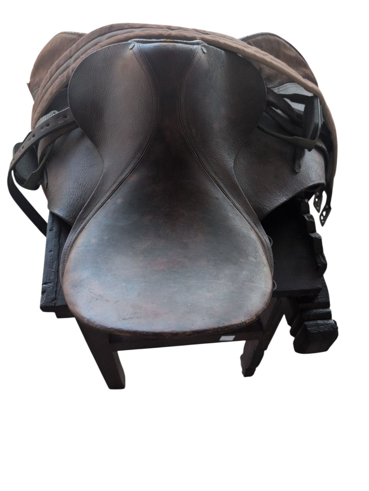 Brown Leather English-Style Equestrian Saddle
