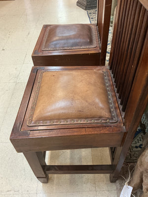 183- Arts & Crafts / Mission influence Tall Slatted Backs Chairs (pair) 72"H