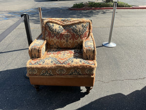 Tapestry Chair with Faux Leather Back and Sides