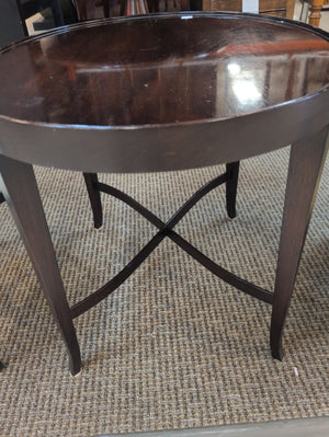 Barbara Barry Oval Baker Mahogany End Tables 29x24x23 (Pair)