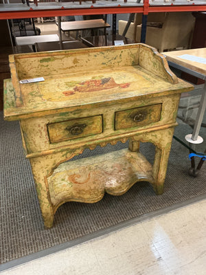 Italian Distressed Table w/ 2 drawers 34x34x18