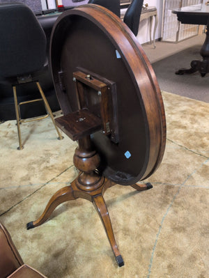 Leather-Top Tilt-Top Table - 36 W x 25 H