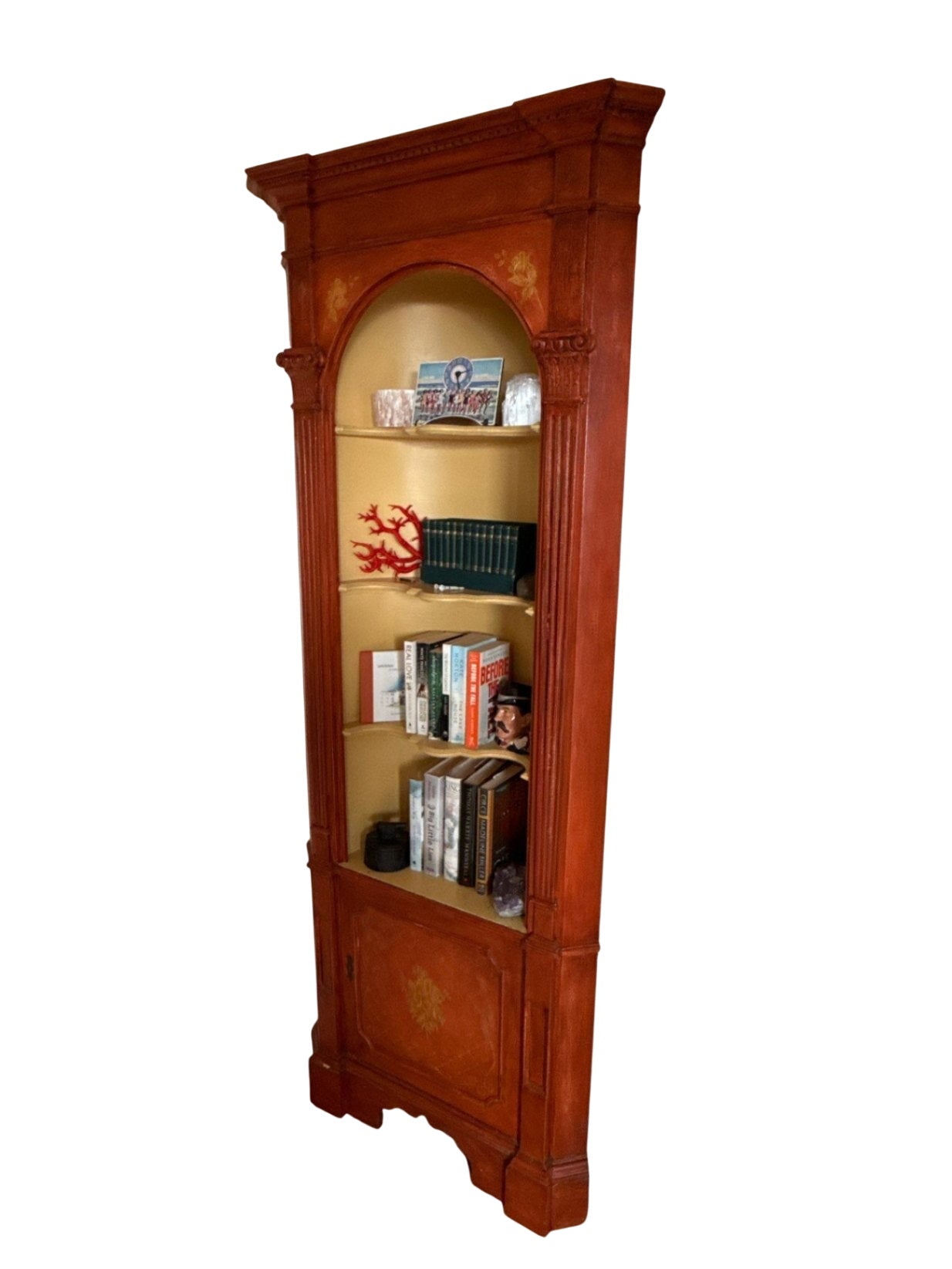 Antique Red Painted Corner Cabinet