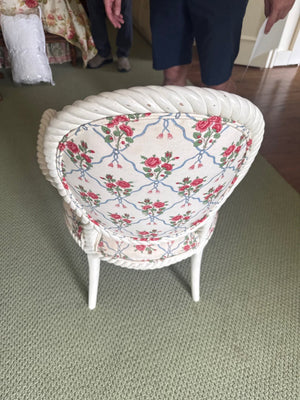 White Chair Rope Design With/Floral Pattern Fabric