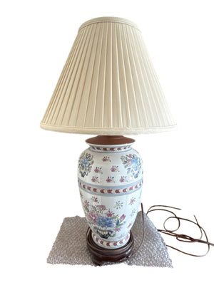 Japanese Ginger Jar Table Lamp Pink & Blue Peonies
