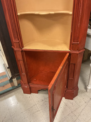 Antique Red Painted Corner Cabinet